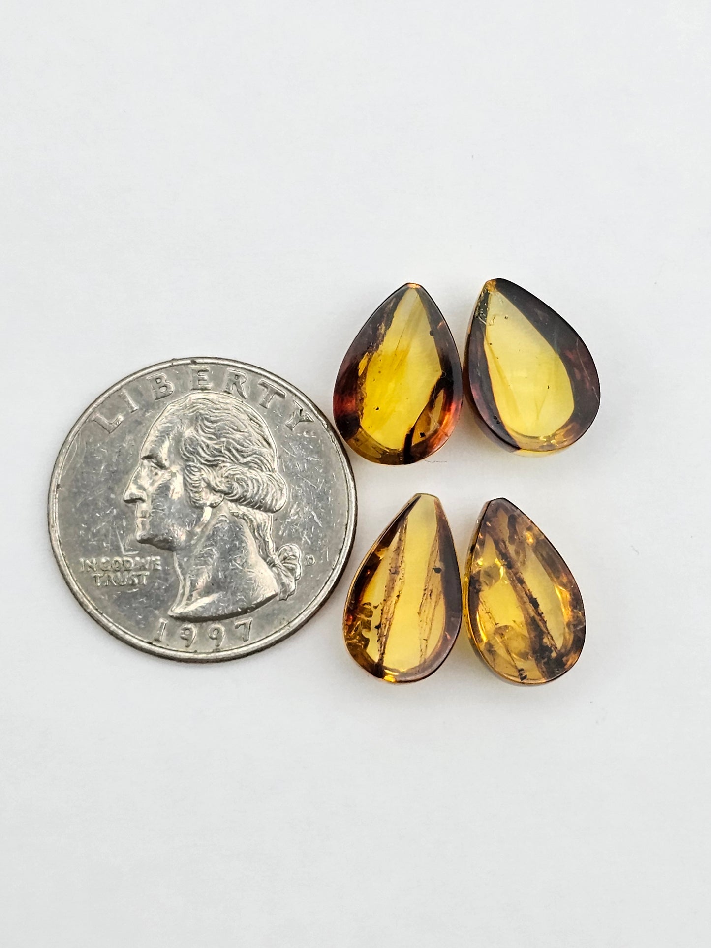 Amber authentic cabochon pair lot