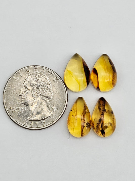 Amber authentic cabochon pair lot