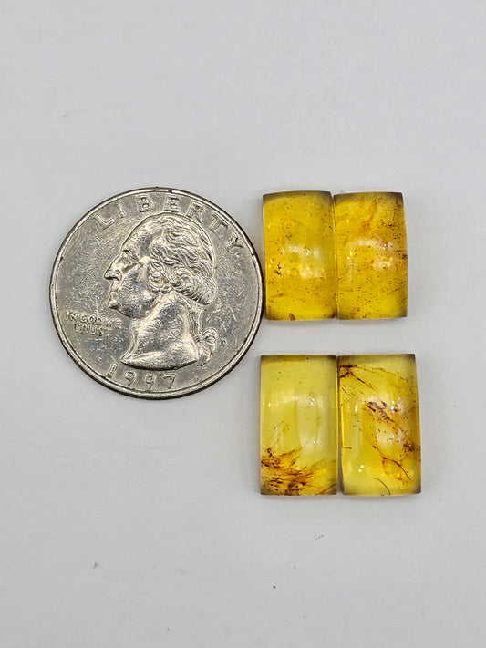 Amber authentic cabochon pair lot