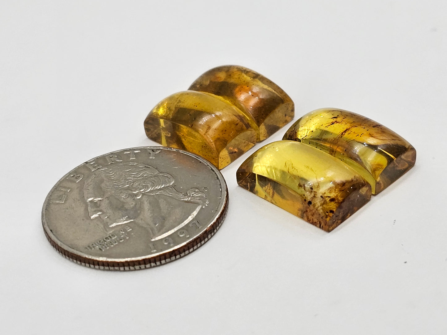 Amber authentic cabochon pair lot