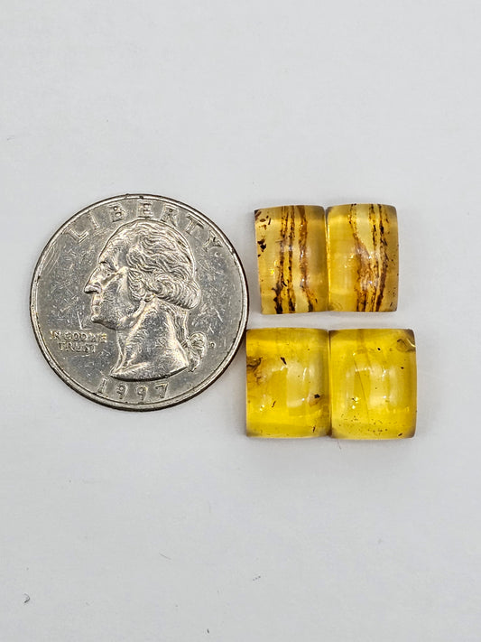 Amber authentic cabochon pair lot