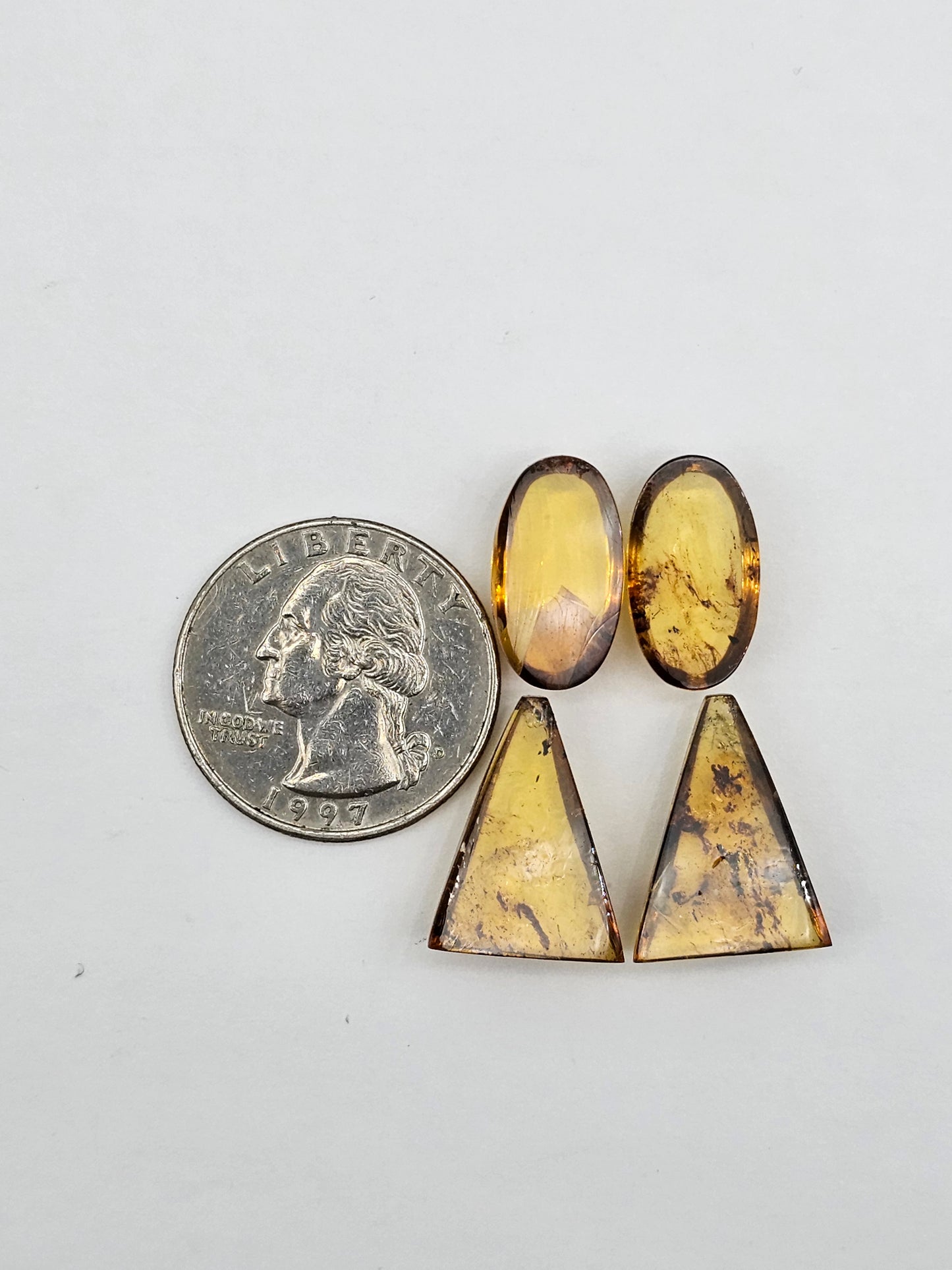 Amber authentic cabochon pair lot