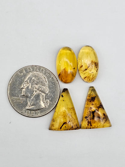 Amber authentic cabochon pair lot
