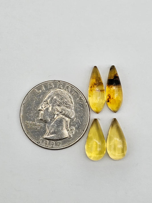 Amber authentic cabochon pair lot
