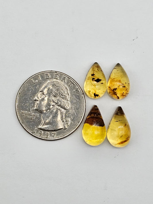 Amber authentic cabochon pair lot