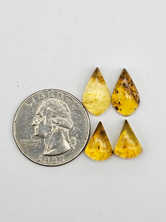 Amber authentic cabochon pair lot