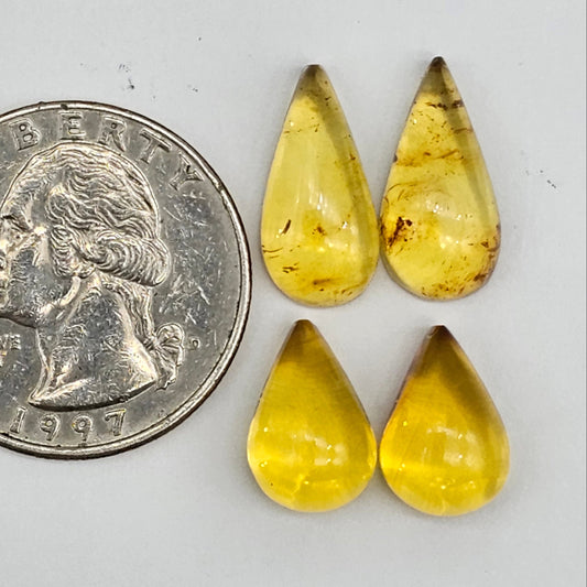 Amber authentic cabochon pair lot