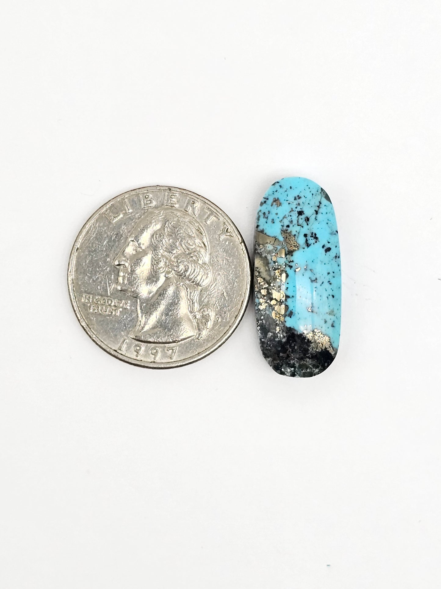 Mexican Turquoise with Pyrite Cabochon | Artisan Cut Gemstone