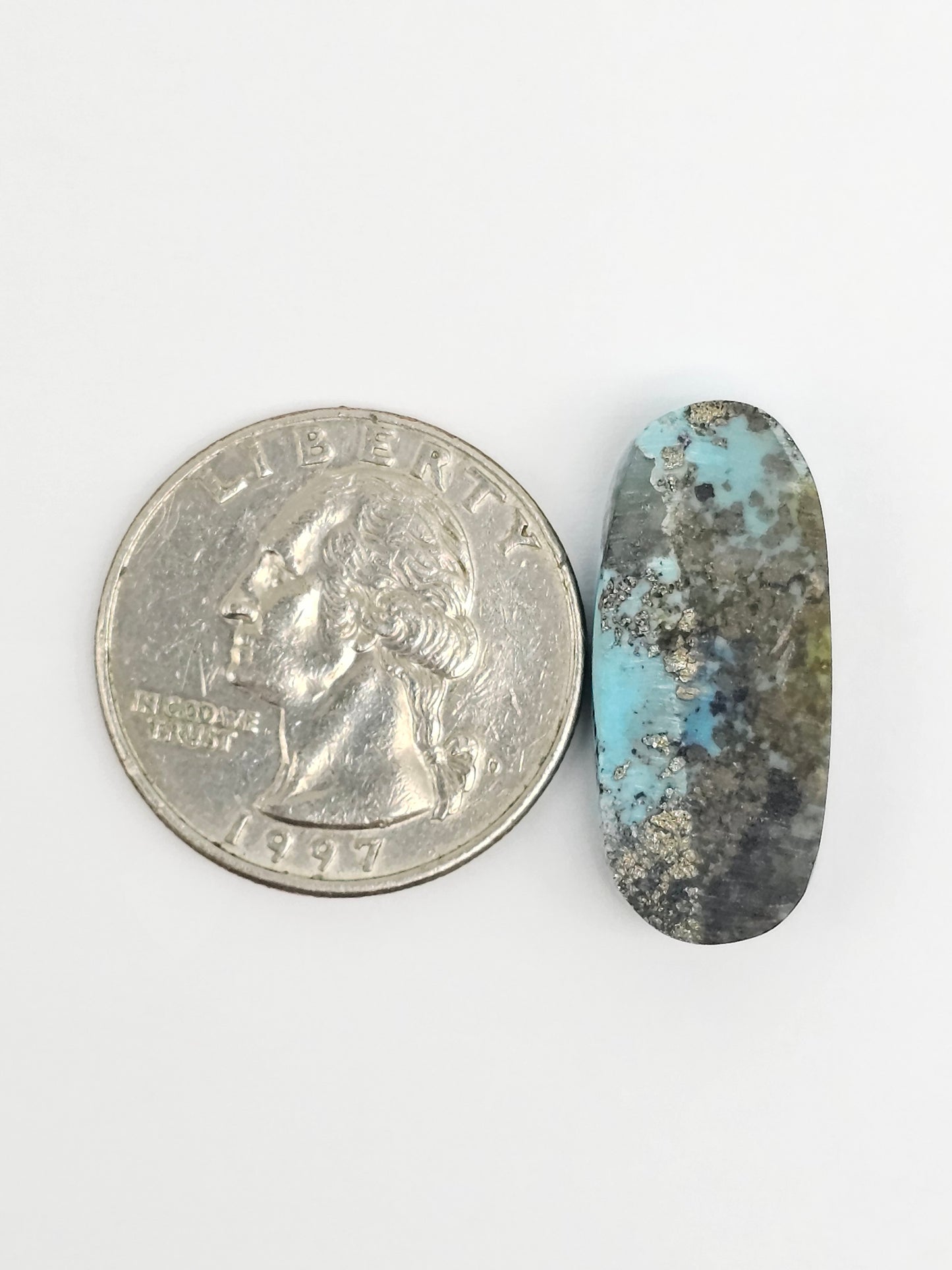 Mexican Turquoise with Pyrite Cabochon | Artisan Cut Gemstone