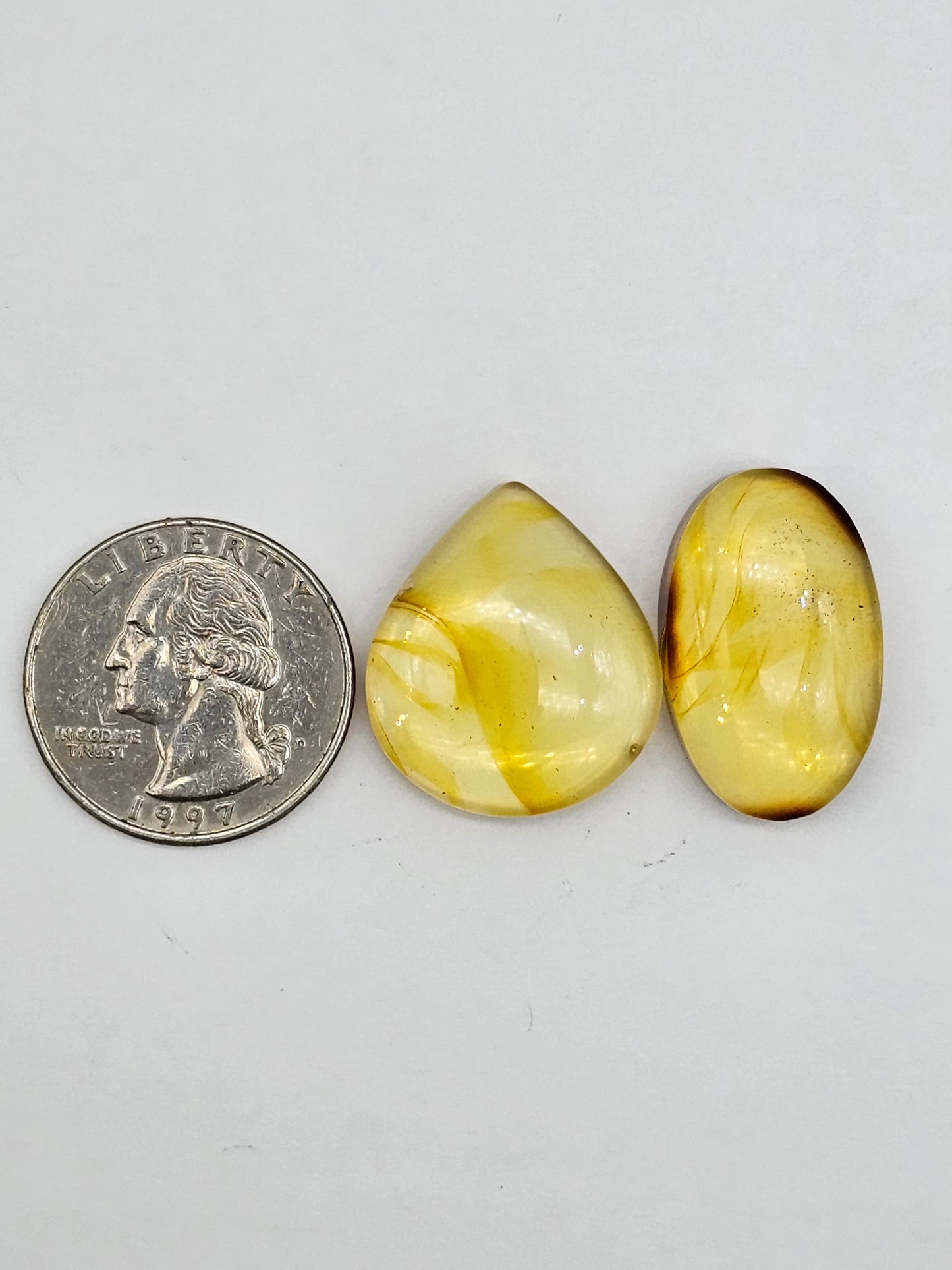 Amber authentic cabochon set large
