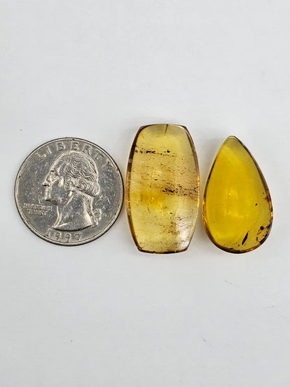 Amber authentic cabochon set large