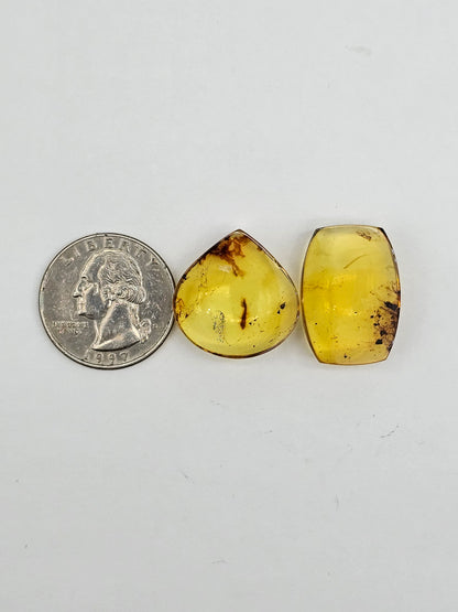 Amber authentic cabochon set large