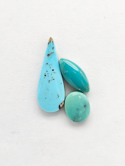 Mexican Turquoise Lot with Pyrite Cabochon | Artisan Cut Gemstone