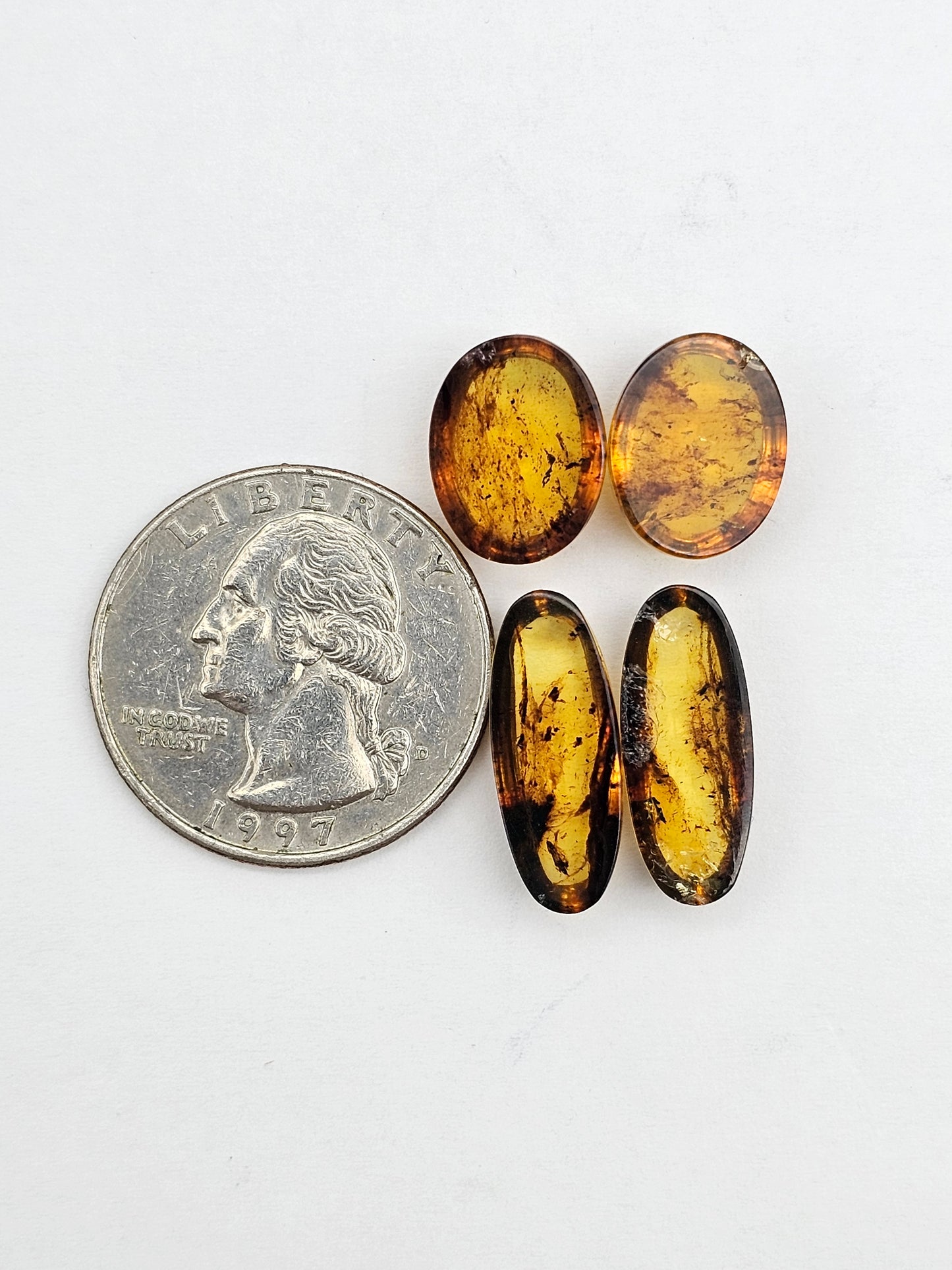 Amber authentic cabochon pair lot