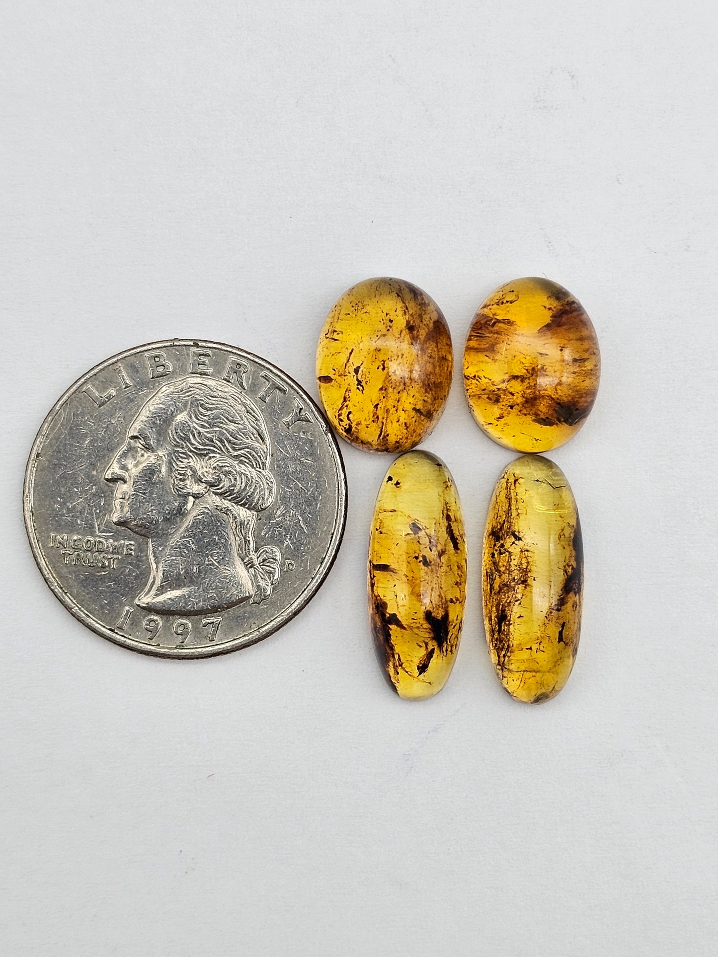 Amber authentic cabochon pair lot
