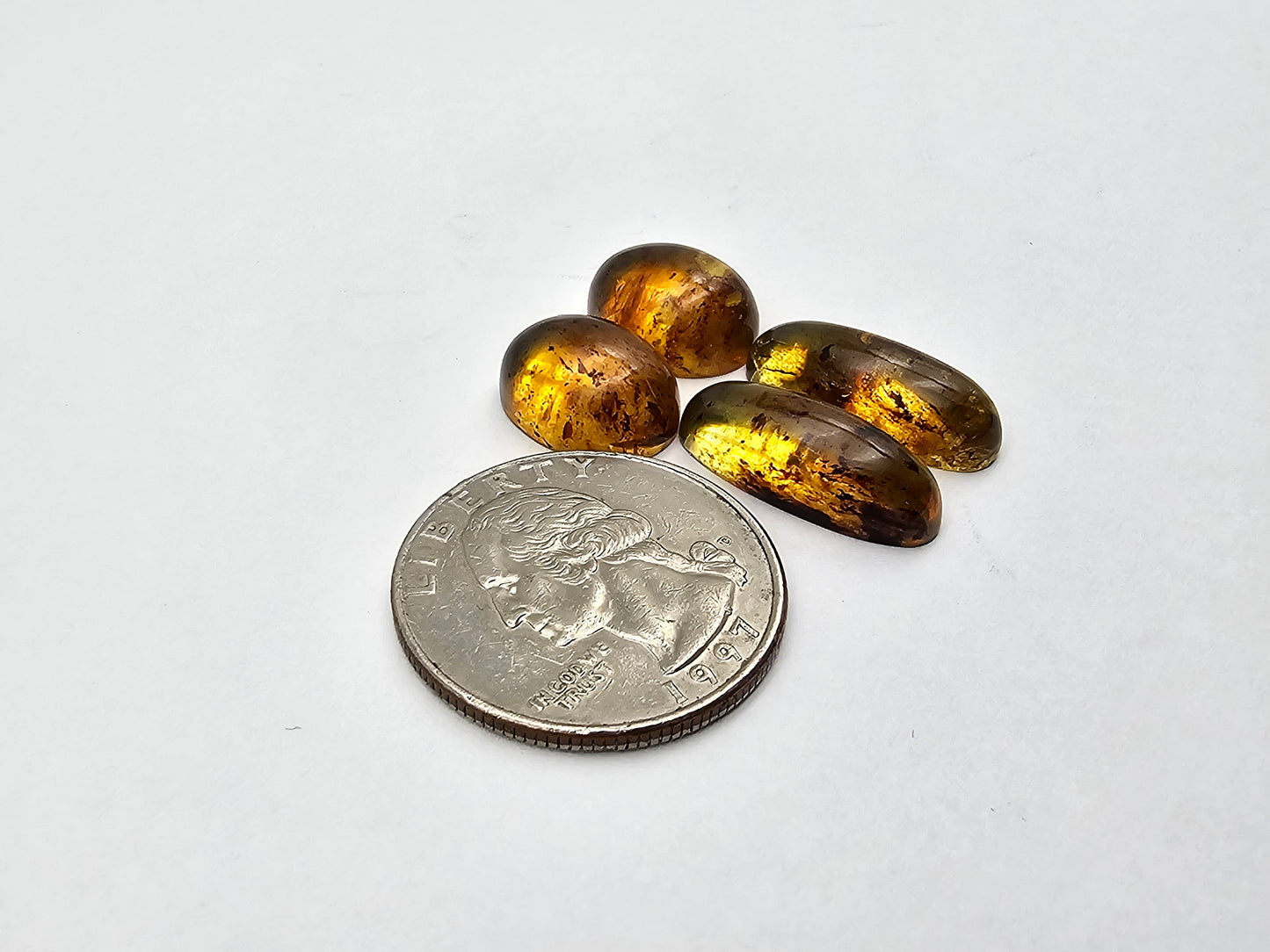 Amber authentic cabochon pair lot