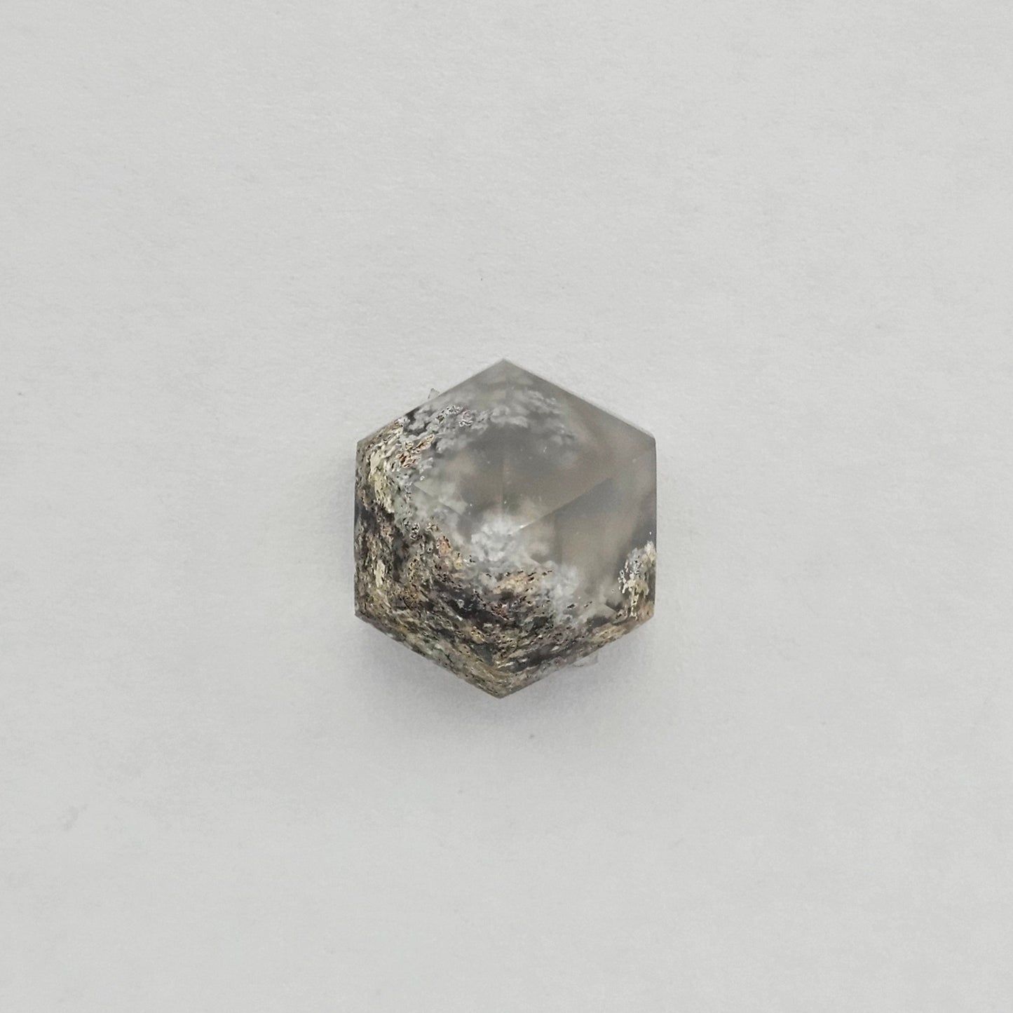 Moss agate high hexagon cabochon