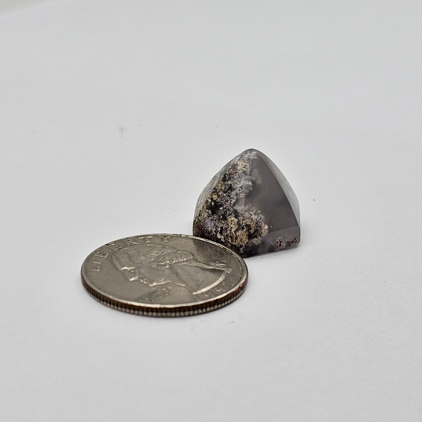 Moss agate high hexagon cabochon