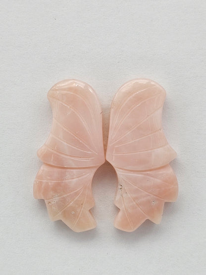 Pink Opal Wings cabochon pair