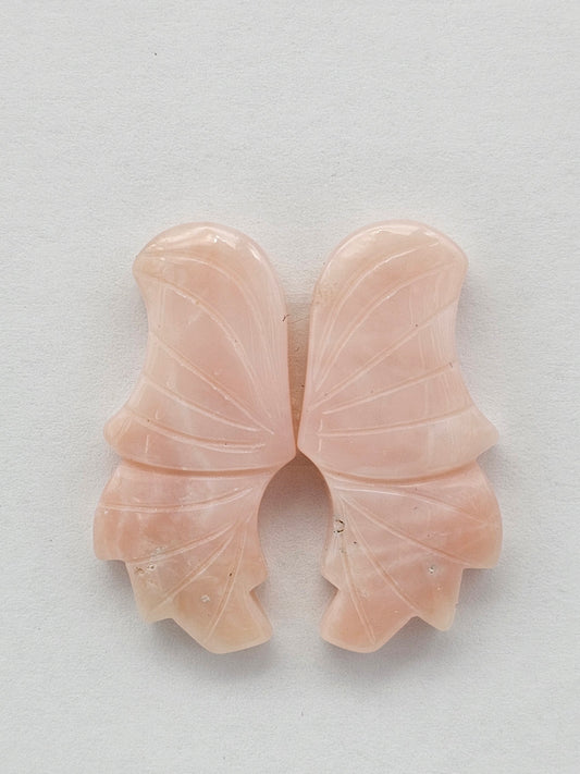 Pink Opal Wings cabochon pair