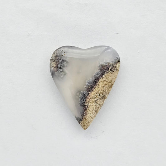 Moss agate heart cabochon