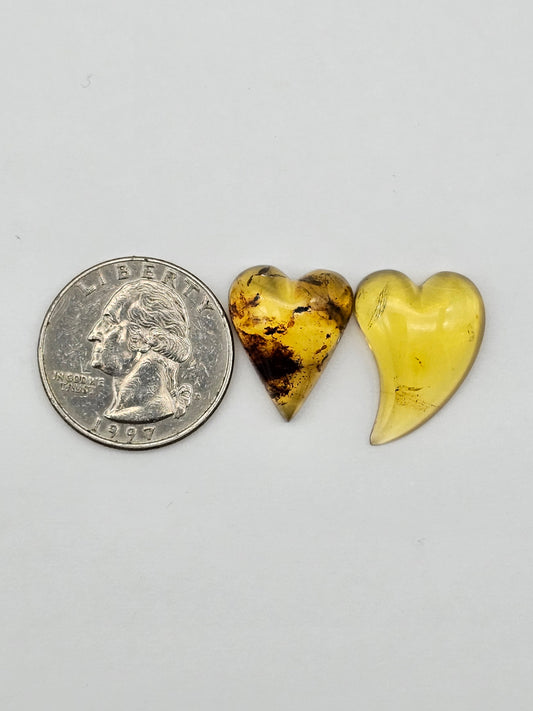 Amber authentic heart cabochon set large