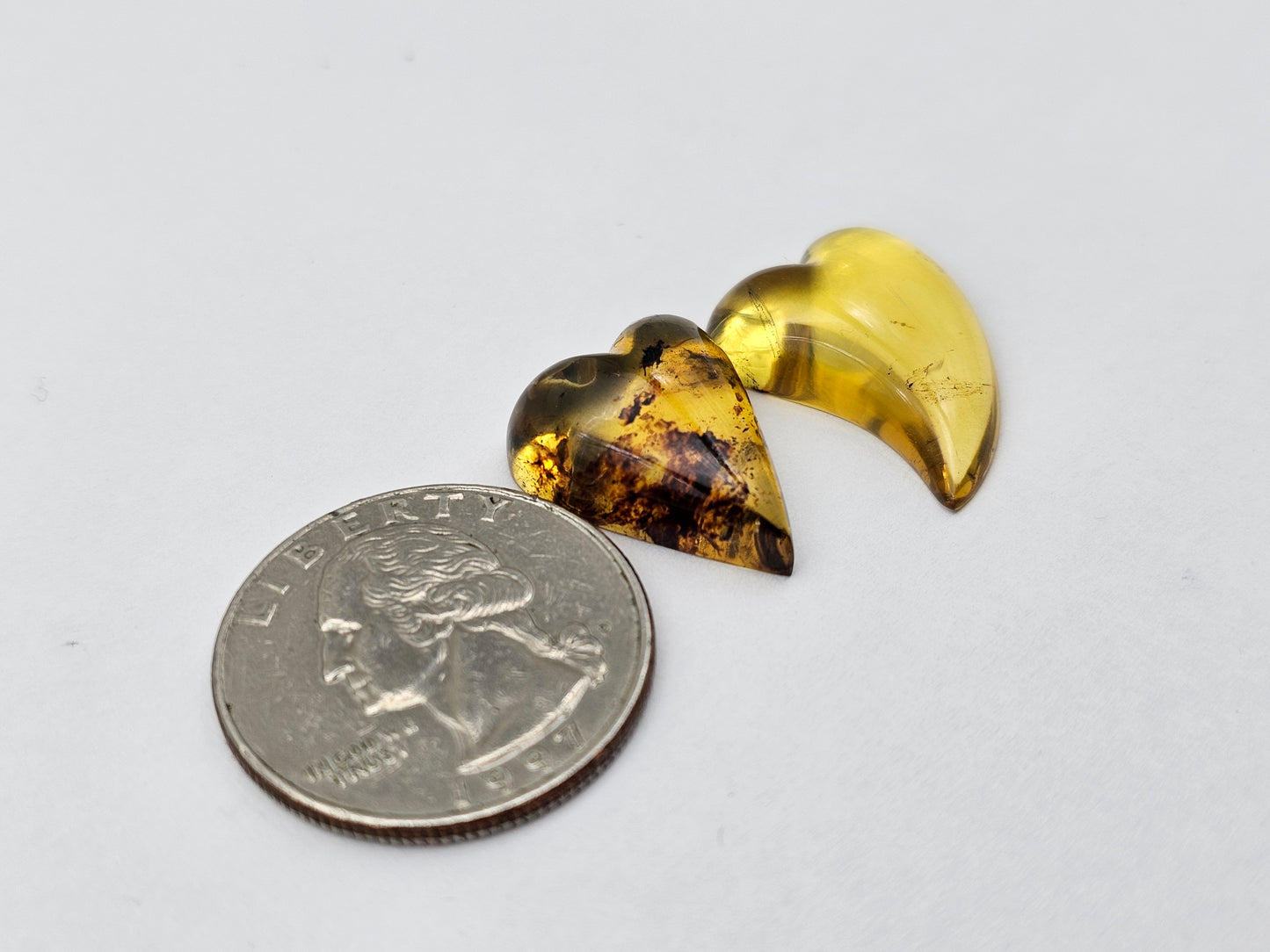 Amber authentic heart cabochon set large