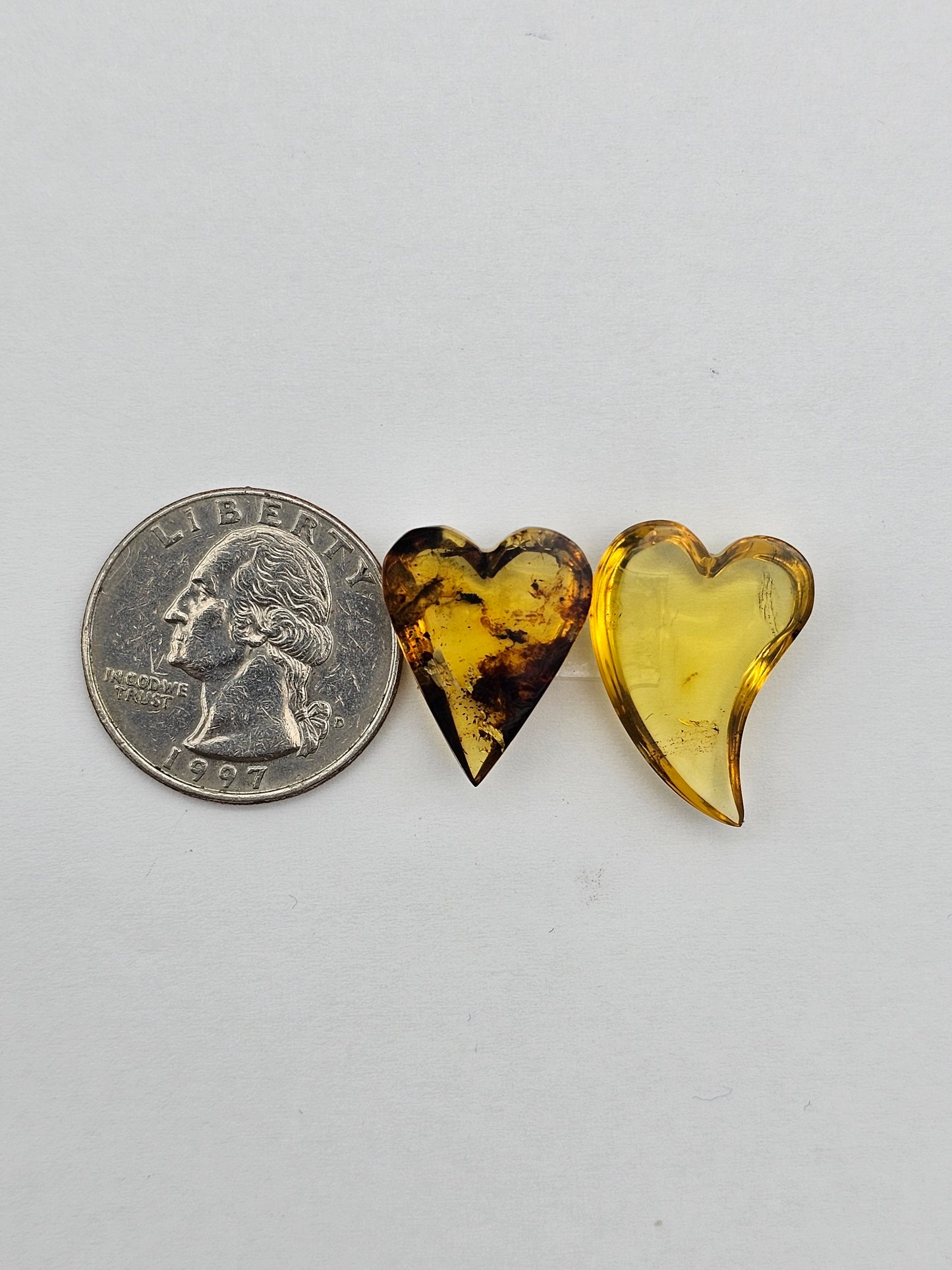Amber authentic heart cabochon set large
