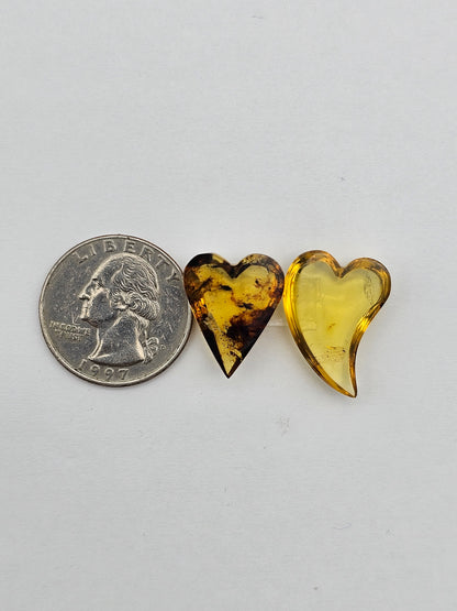 Amber authentic heart cabochon set large