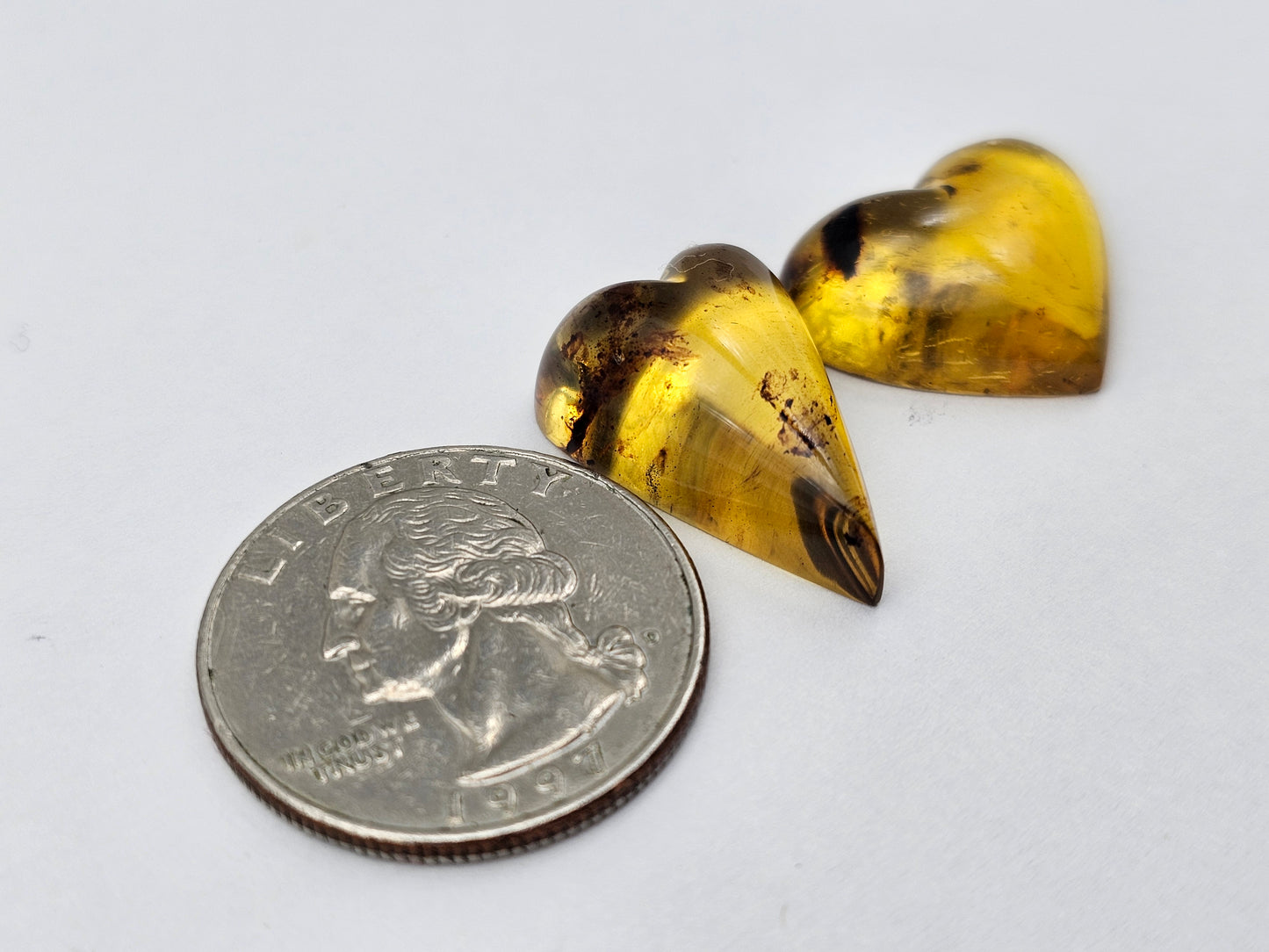 Amber authentic heart cabochon set large