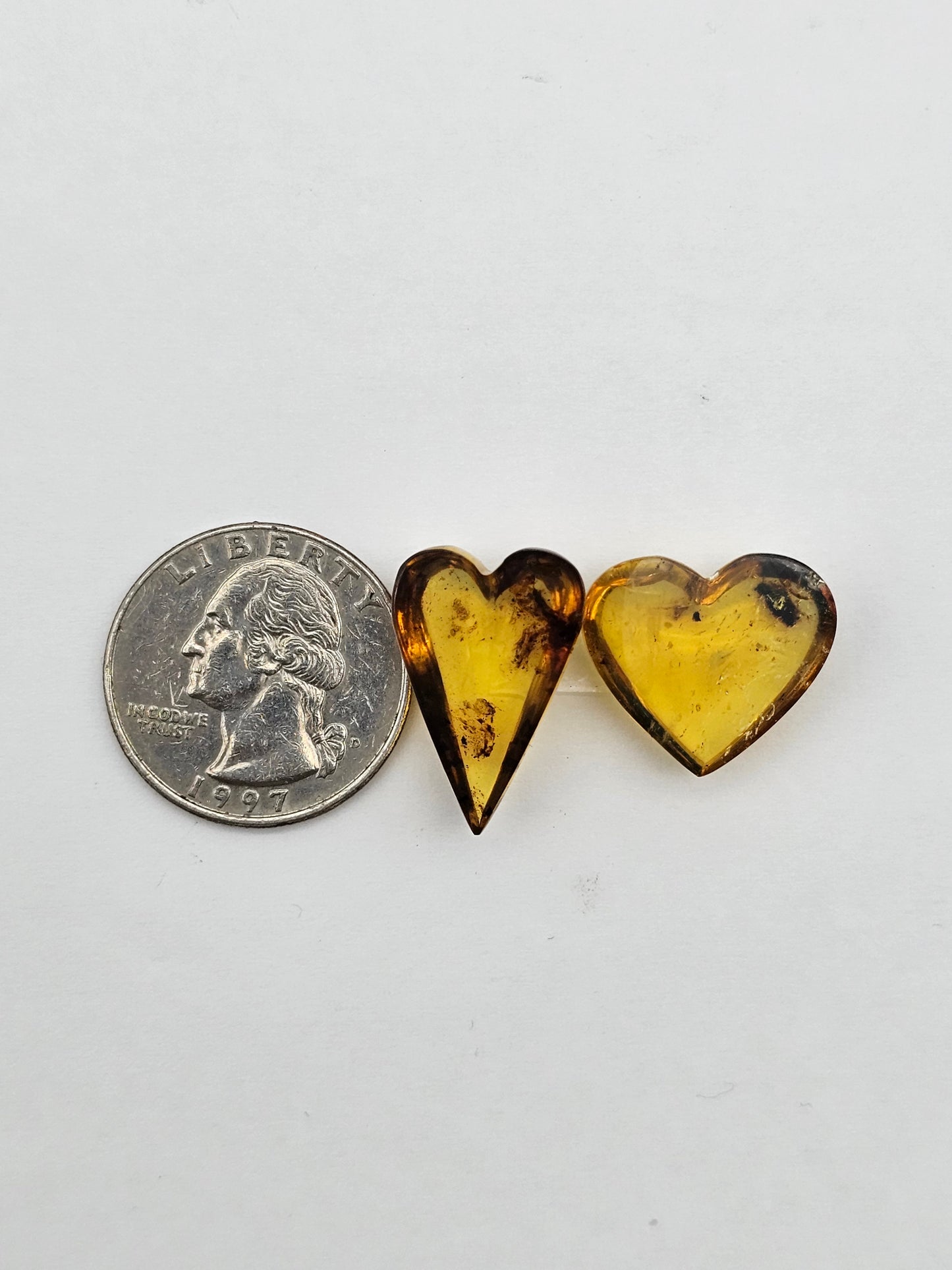 Amber authentic heart cabochon set large