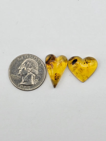 Amber authentic heart cabochon set large