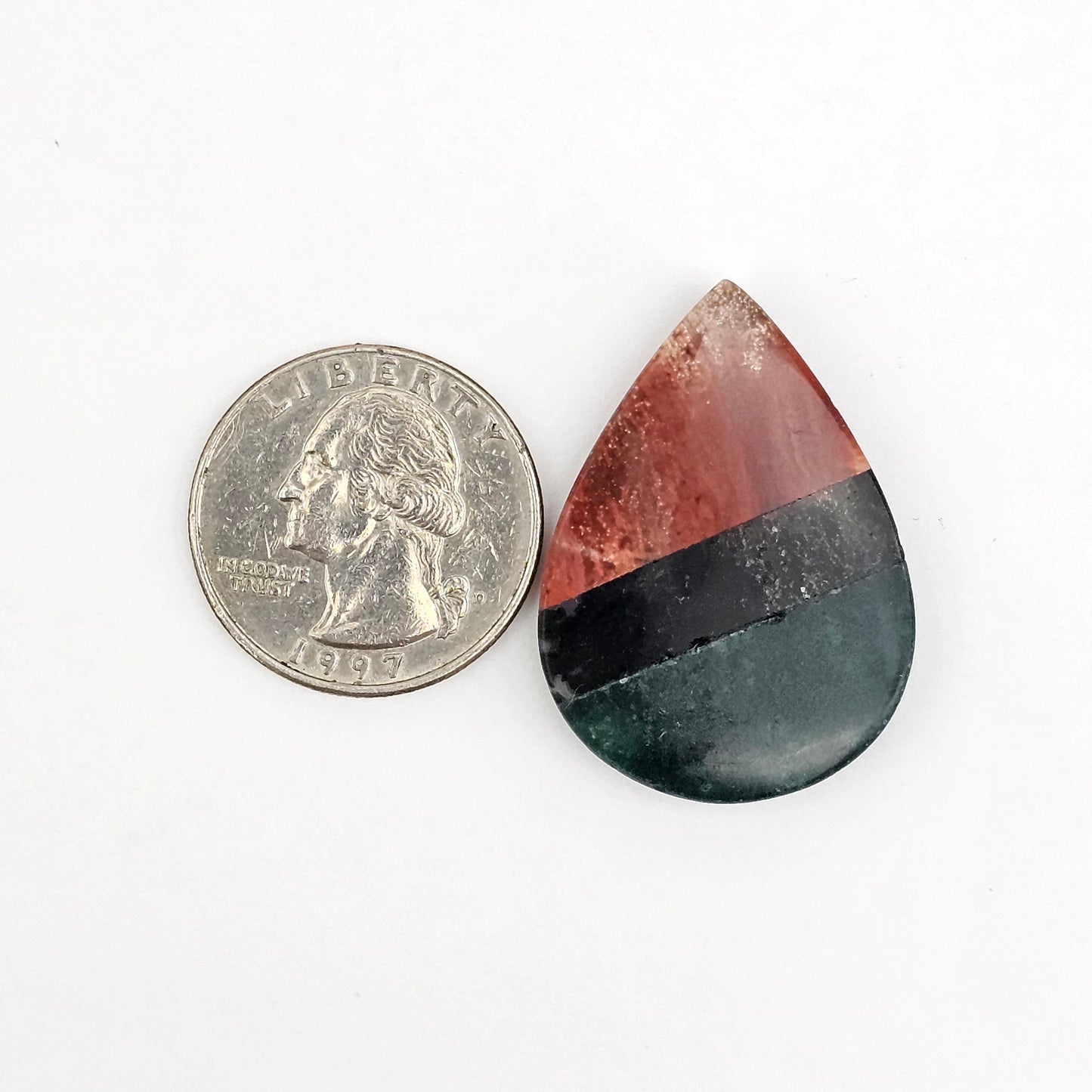 Intarsia inlay cabochon with agate and obsidian