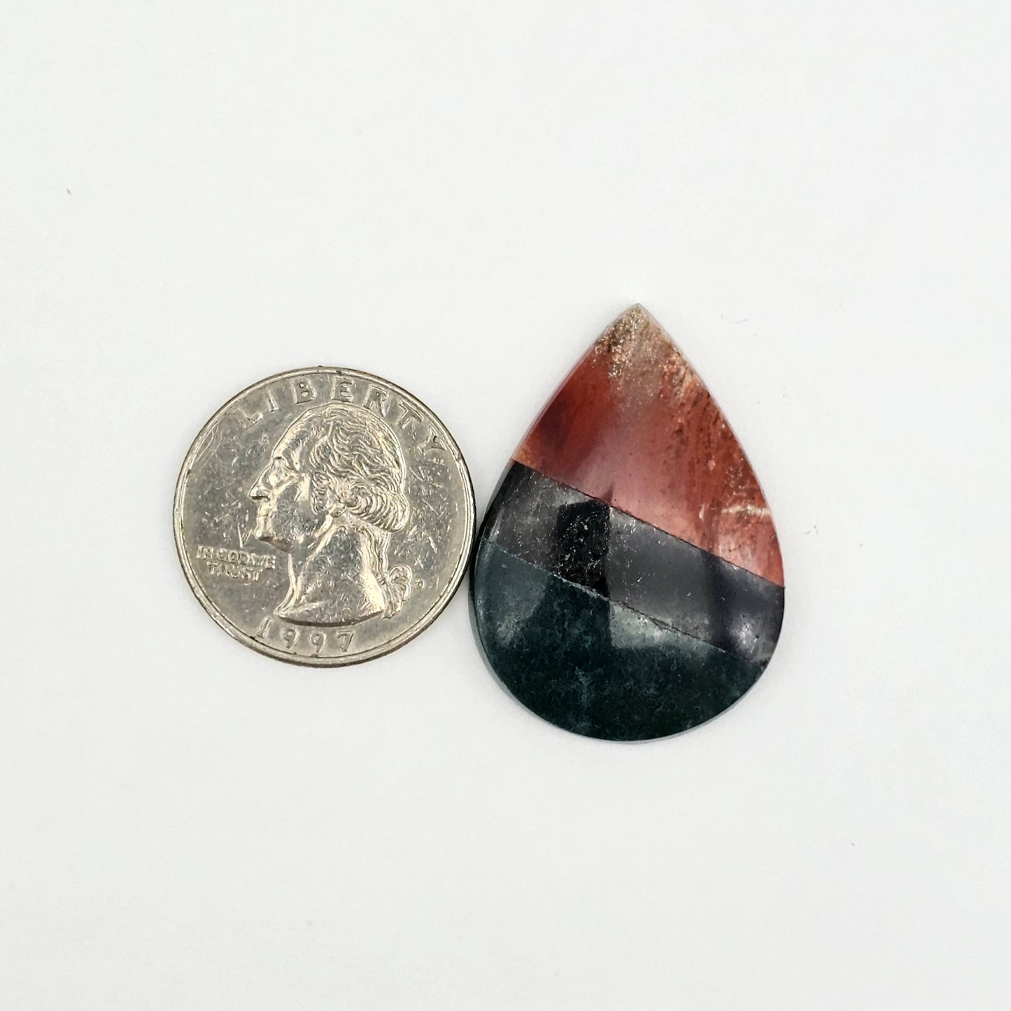 Intarsia inlay cabochon with agate and obsidian
