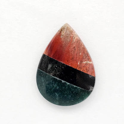 Intarsia inlay cabochon with agate and obsidian