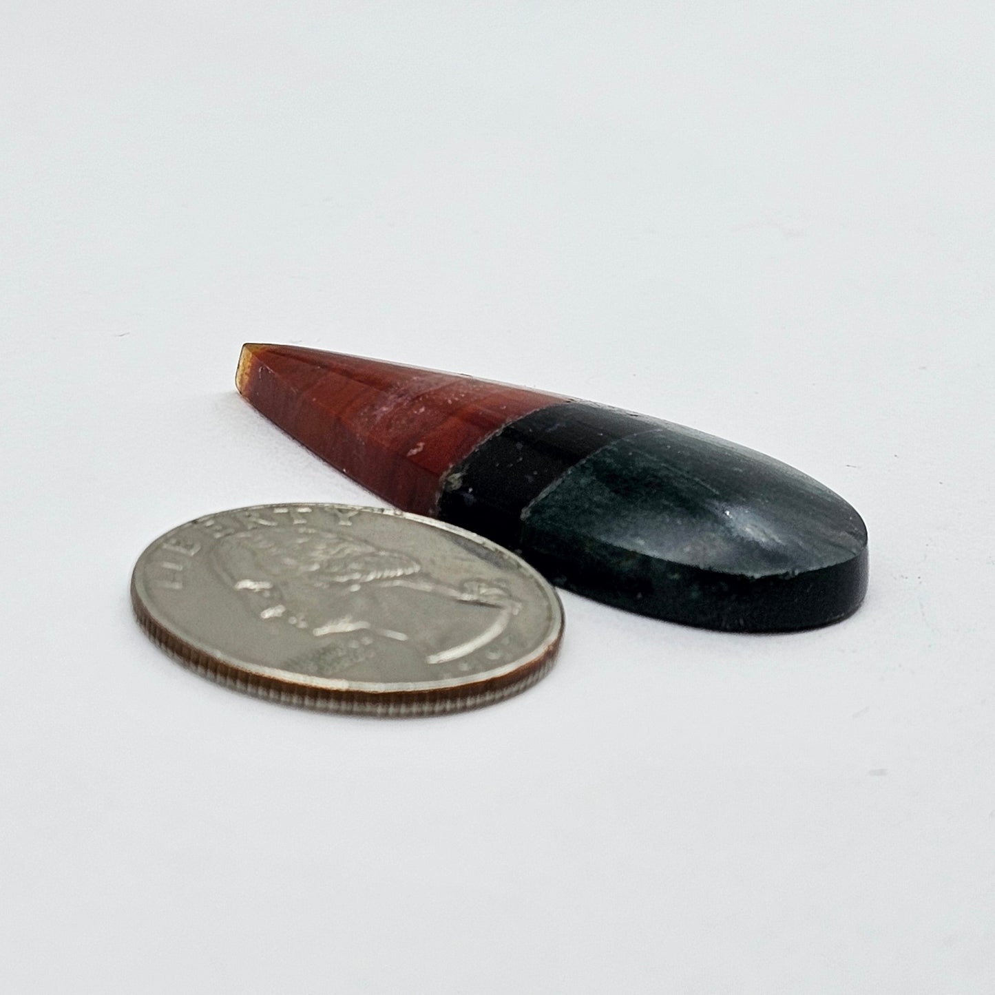 Red, green and black agate inlay cabochon