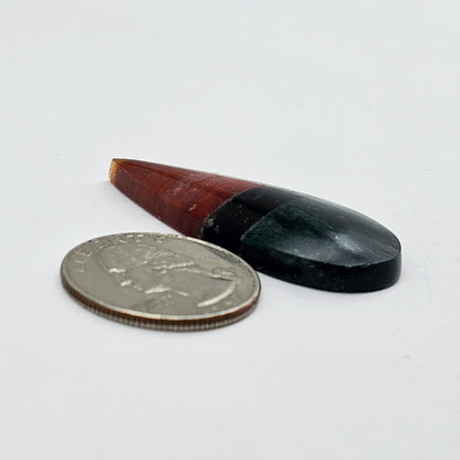 Red, green and black agate inlay cabochon