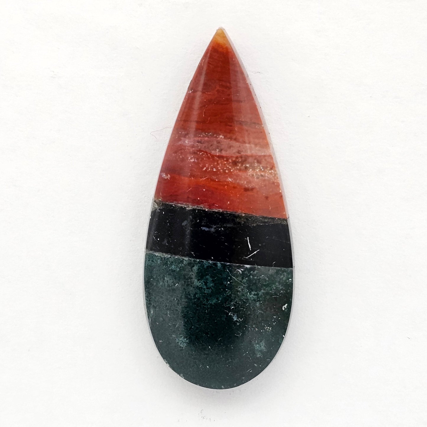 Red, green and black agate inlay cabochon