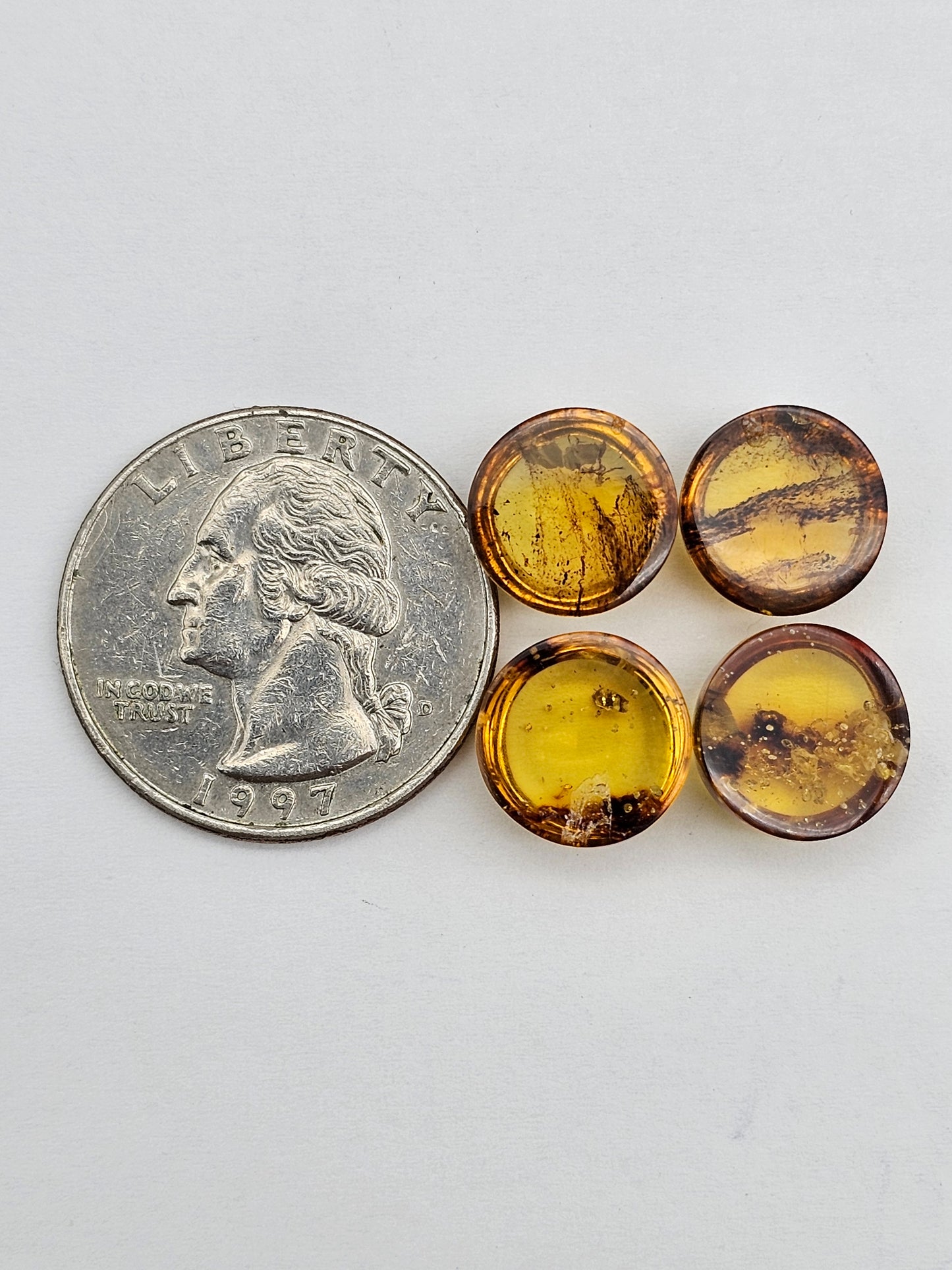 Amber authentic cabochon pair lot