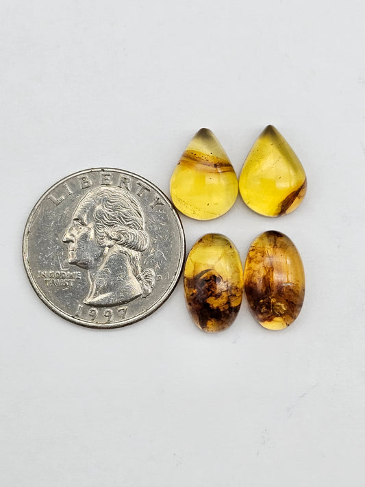 Amber authentic cabochon pair lot