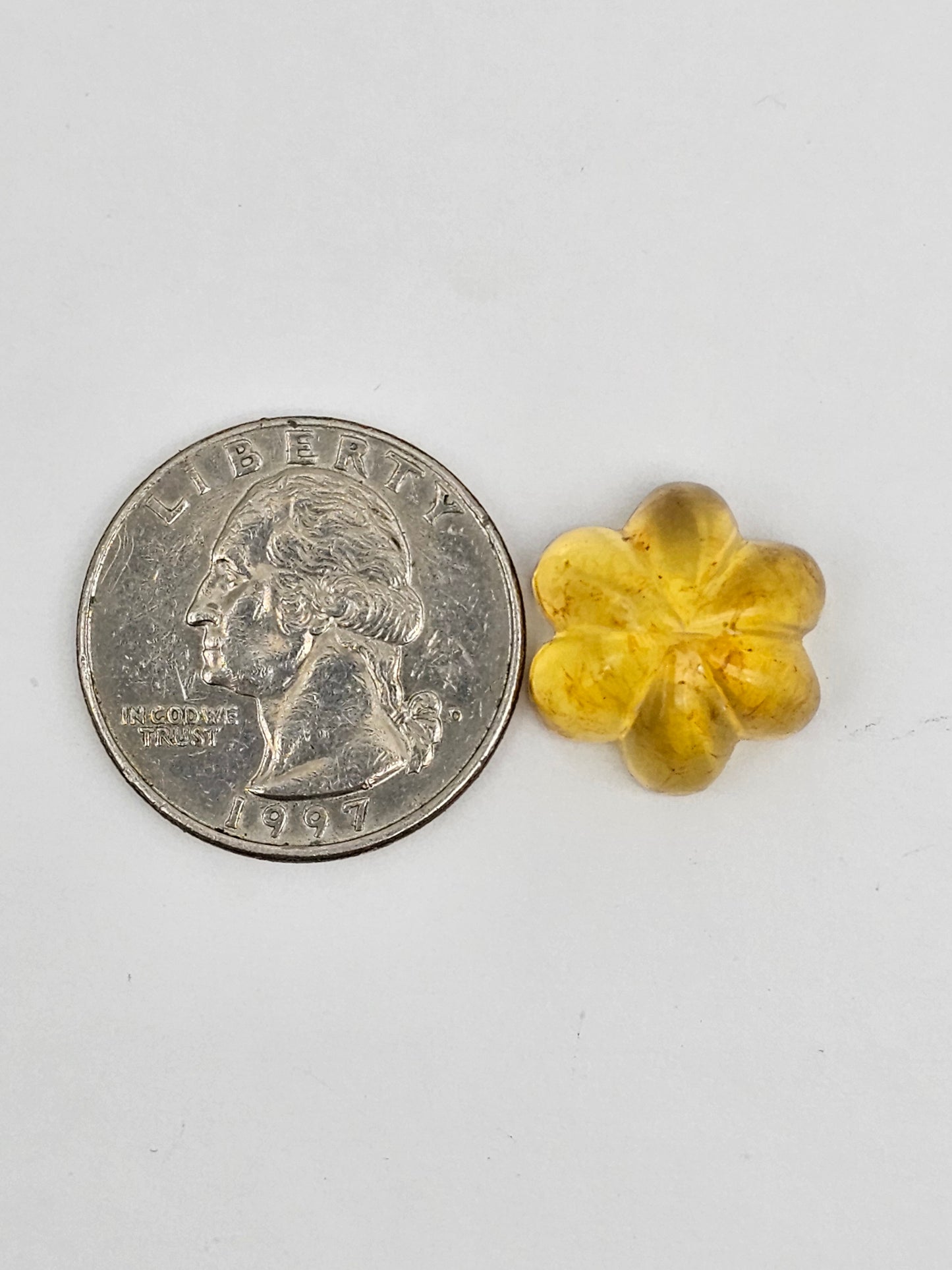 Amber authentic flower cabochon large