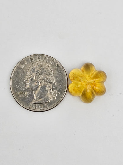 Amber authentic flower cabochon large