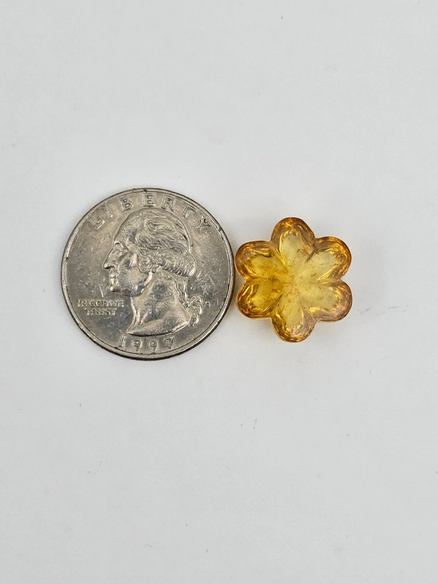 Amber authentic flower cabochon large