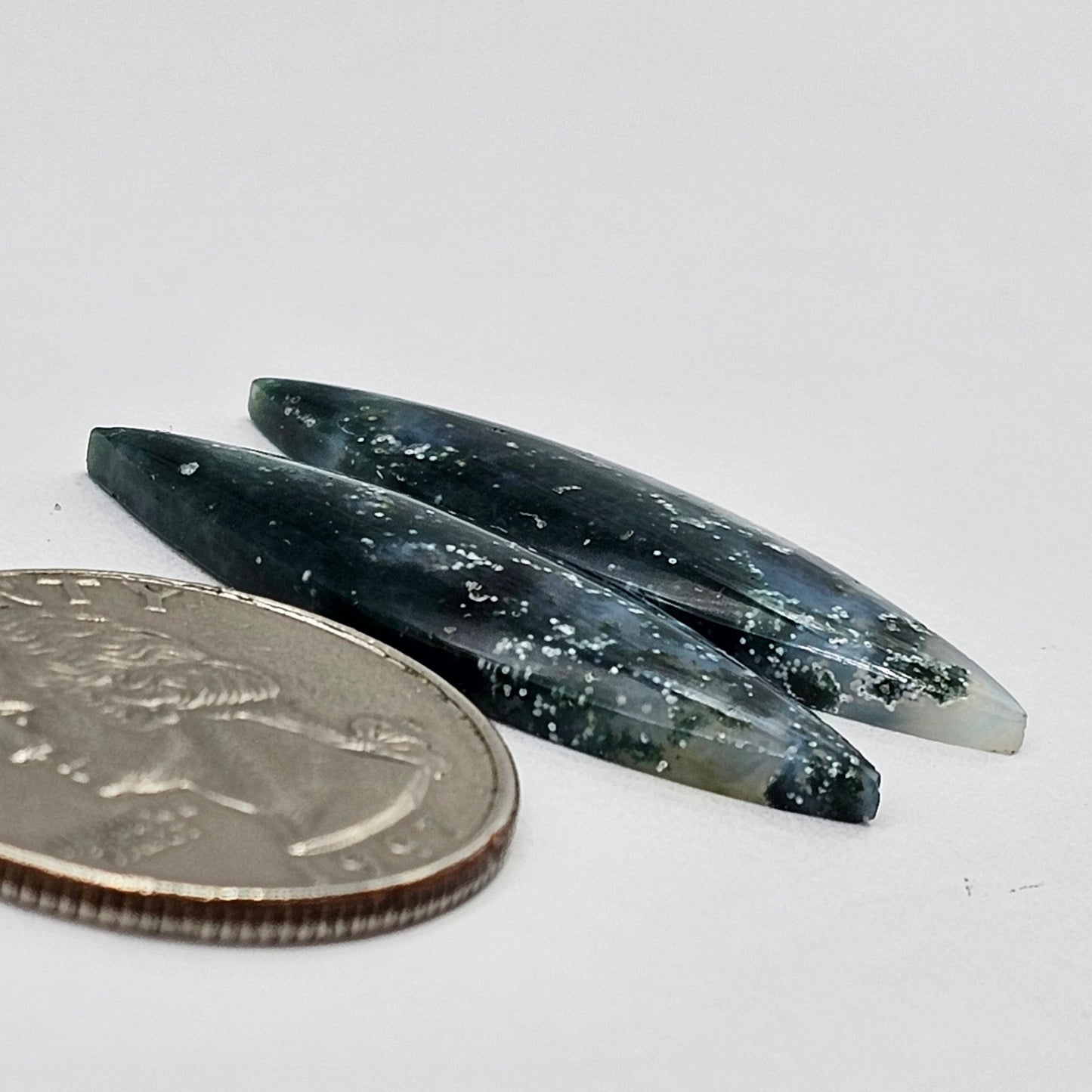 Moss Agate Cabochon pair