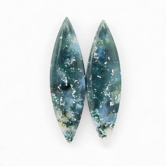 Moss Agate Cabochon pair