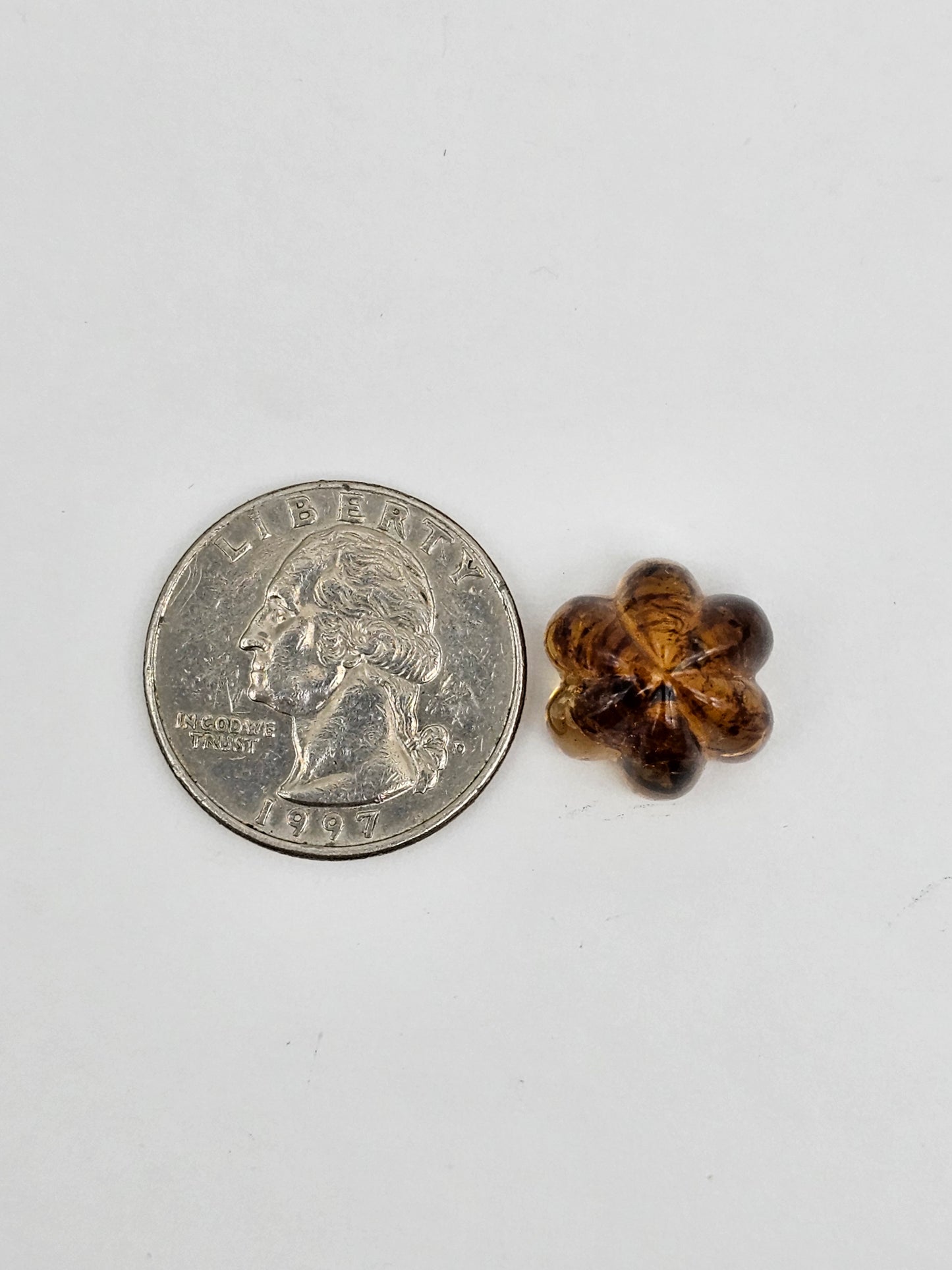 Amber authentic flower cabochon large