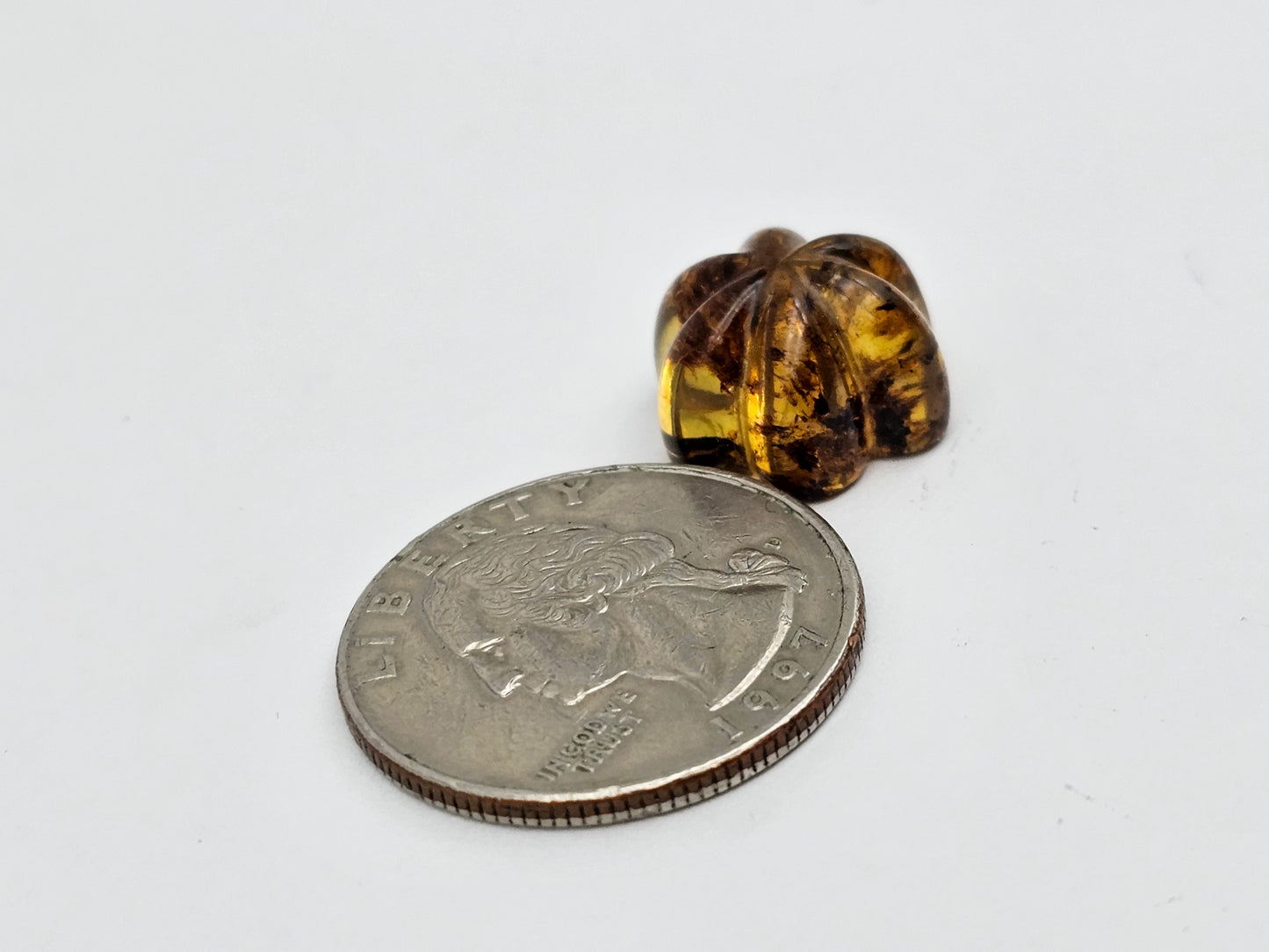 Amber authentic flower cabochon large