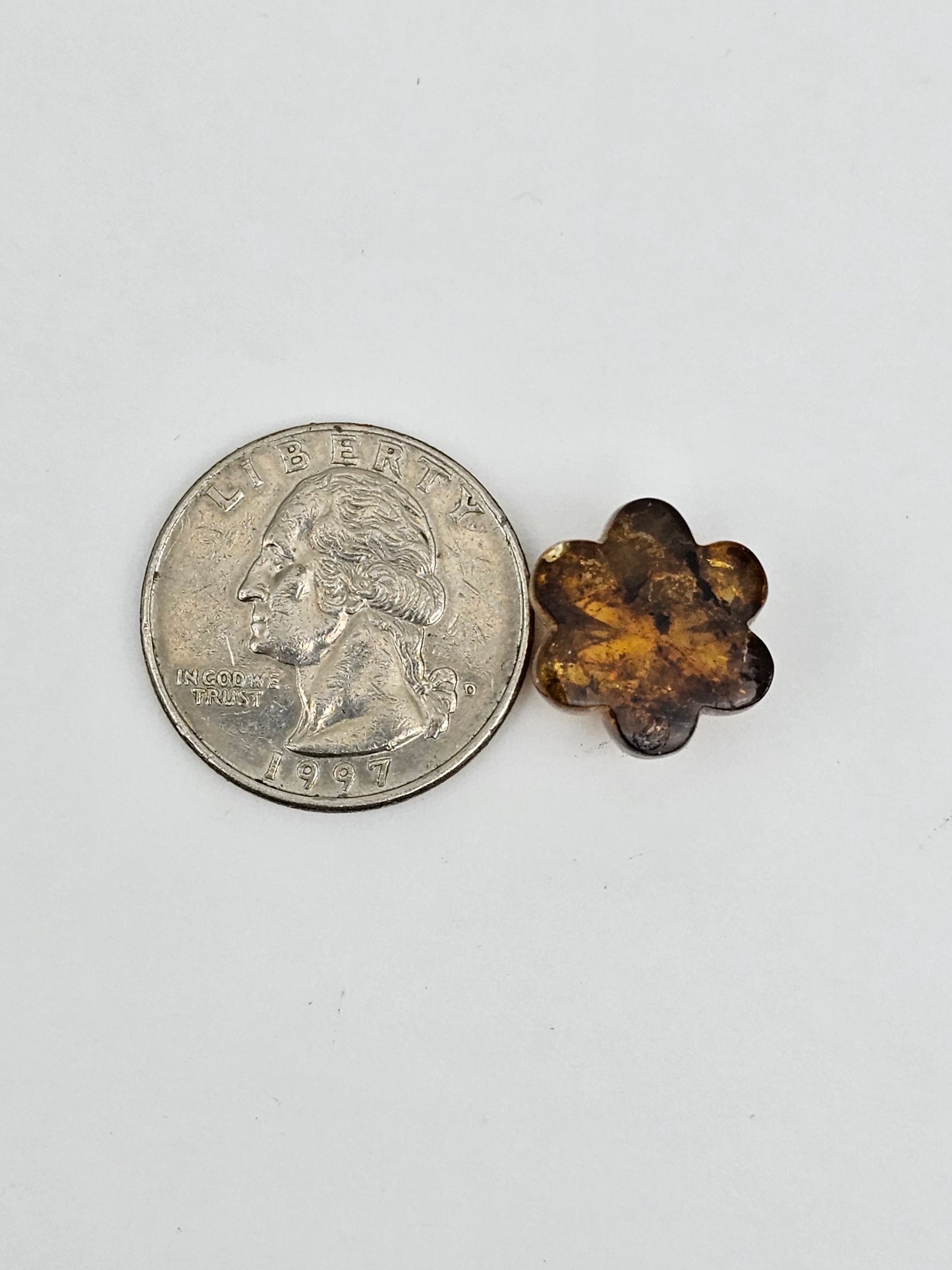 Amber authentic flower cabochon large