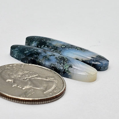 Moss Agate Cabochon pair