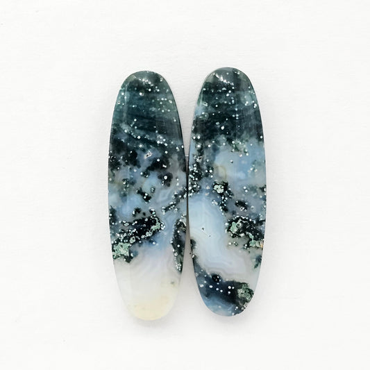 Moss Agate Cabochon pair